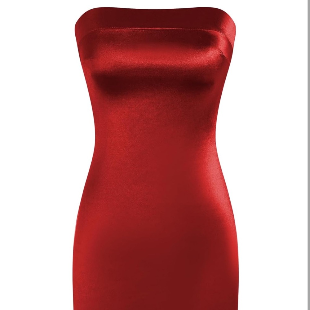 ZAFUL Women Tube Satin Mini Dress